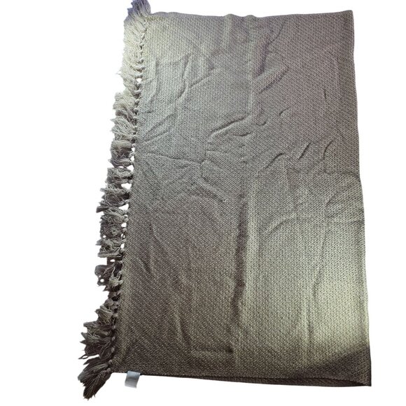 Martha Stewart Collection Beige Woven Throw Blanket Fringe Acrylic neutral - Picture 2 of 6